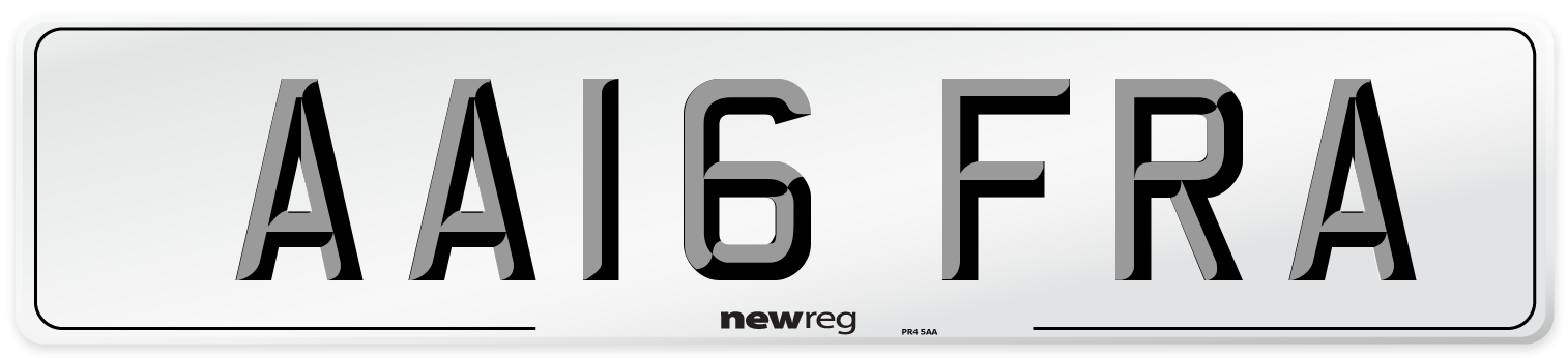 AA16 FRA Number Plate from New Reg